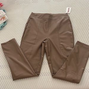 Tan pleather leggings - women’s size lg